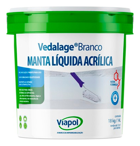 Manta Líquida Branca Vedalage Viapol Impermeabilizante 14lt