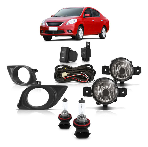 Farol Milha Versa 2012 A 2014 Moldura Lâmpadas Halógena H11