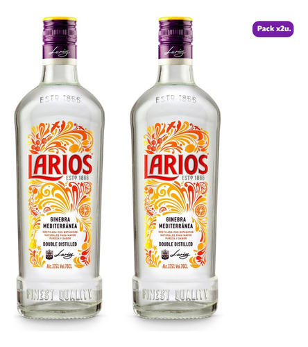 Gin Mediterránea Botánicos Naturales Larios 700ml Pack X2u
