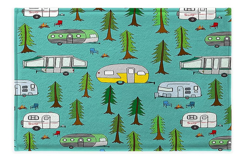 ~? Happy Camper Bath Mat Para Camper Trailer Camping Bathroo