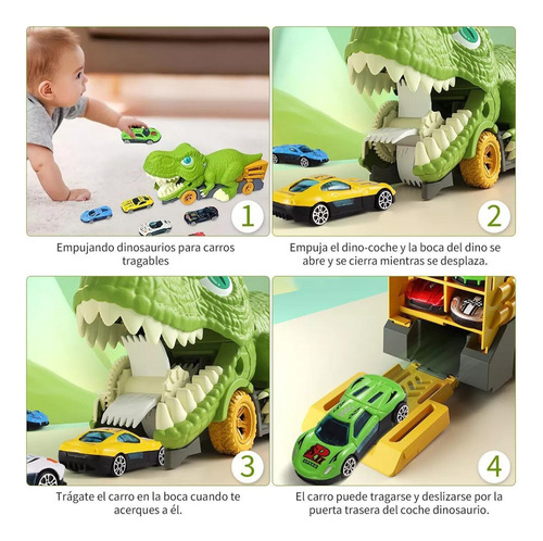 Coche De Juguete Dinosaur Transporter Con 2 Coches Pequeños