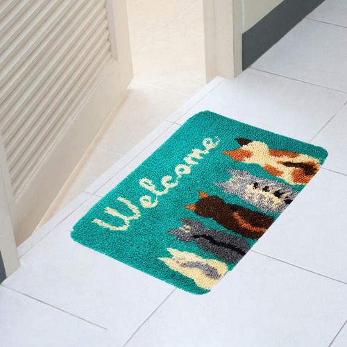 Cat Latch Hook Rug Kit Rug Making Crochet Carpet Manta Kit