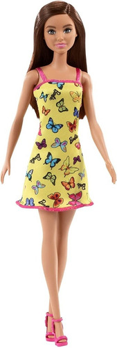 Barbie Muñeca Basica Morocha Vestido Amarillo