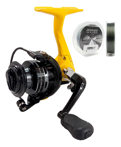 Molinete Albatroz Speedfish 800 Amarelo + Linha Mono