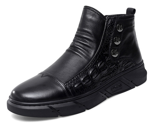 Botas Para Hombre Zapatos De Charol Casual Plataforma Negras
