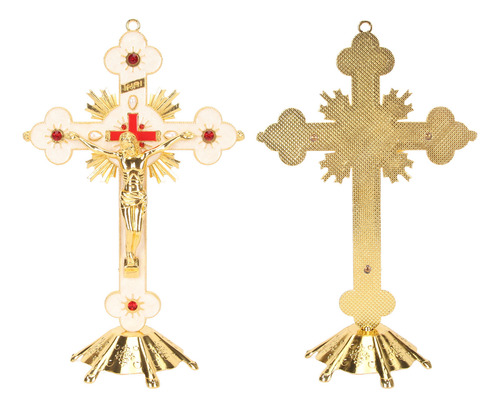 Crucifijo De Pared Católico De Metal De Pie, Diamante De Imi