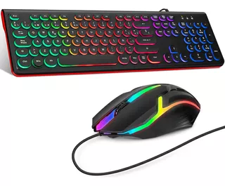 Kit De Teclado Y Mouse Español Gamer Rgb Para Computadora Pc