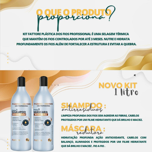 Kit Shampoo E Máscara Plástica Dos Fios Fattore 1l
