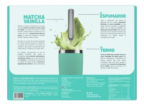 Matcha Lovers Green Okko Vainilla 200g + Espumador + Termo