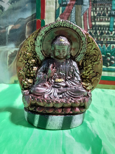 Buda Pared Pack Por 5 Unidades, Simil Piedra. Isisdala Art Dorado Oscuro