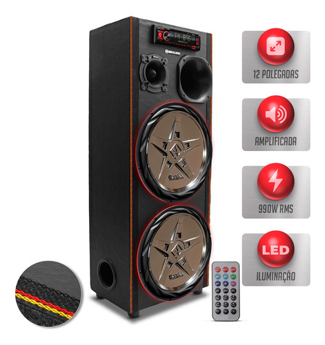 Caixa Bob Residencial Subwoofer Bomber Edge Bluetooth Usb