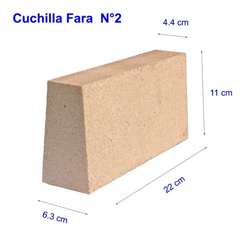 Imagen 2 de 8 de Cuchilla Refractaria Fara 22 X 11 X 6 Cm Para Horno De Barro
