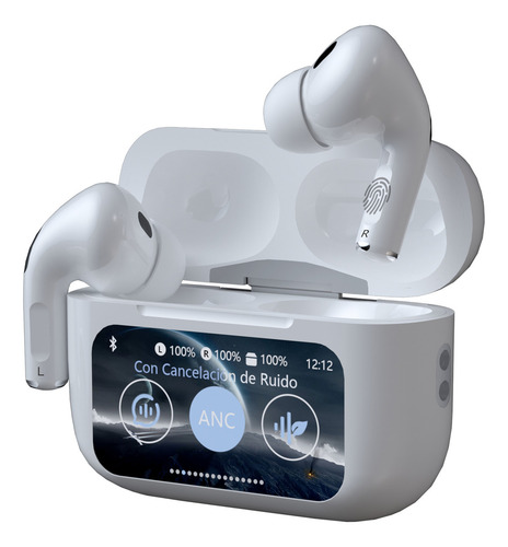 Audífonos In-ear Bluetooth Inalámbricos Con Pantalla Táctil Multifunción, Cancelación Activa De Ruido Anc Y Modo Ambiente, Enc Llamadas Hd, Marca Mvpsmart R9 Blanco, Para iPhone, Samsung Y Motorola
