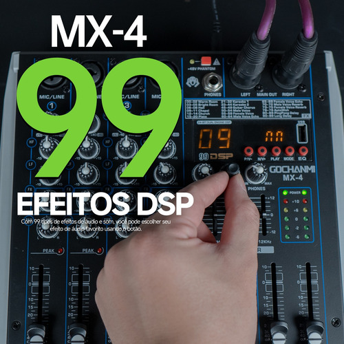 Mesa De Som Gochanmi Am-mx4 Profissional Misturador 99 Dsp