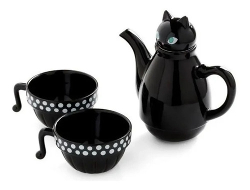 Set Tetera Gato Infusor + 2 Tazas Mug Gatos 