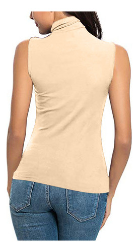 Nuevo Camiseta De Cuello Alto Sin Mangas De Color Liso De