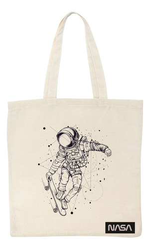 Bolsa Tote Bag Nasa Constelación Color Beige Diseño De La Tela Liso