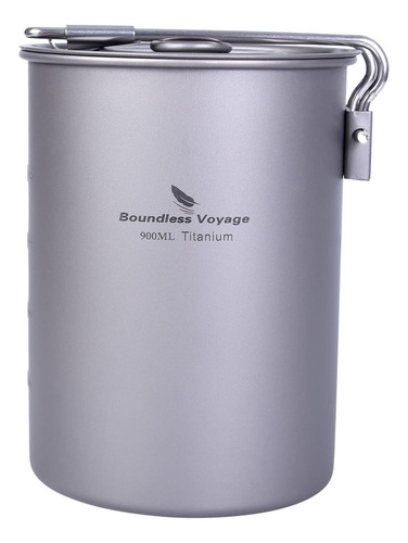 Olla De Titanio Ultraligera Portátil De 900ml Con Tapa F...