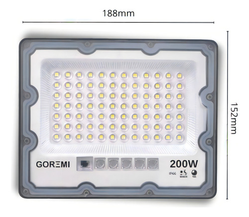 GRM Refletor Solar A Prova D'agua 200w Luz Branca 6500k Cor da carcaça Preto Cor da luz Branco-frio