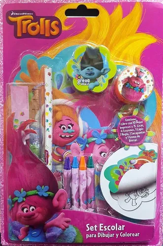 Trolls Set Escolar Para Dibujar Y Colorear Libro Para Pintar