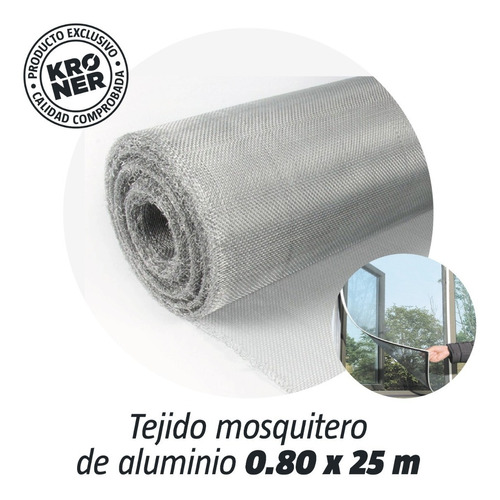 Tejido Tela Mosquitero Aluminio Rollo 0.80  X 25 Mts 