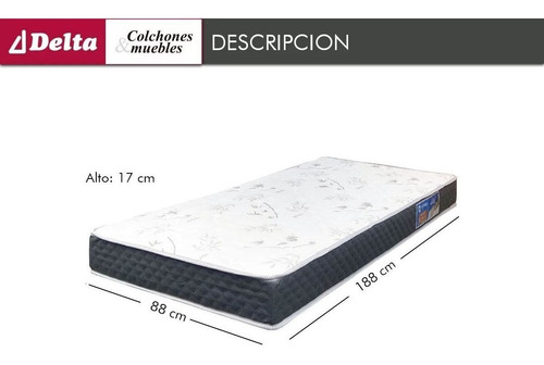 Colchón De Espuma De 1 Plaza Alta Densidad 88x188x17 Cm