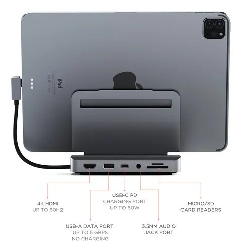 Soporte Y Hub Usb C Hub Satechi De Aluminio Para iPad Pro 6