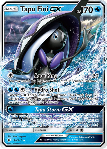 Cartas Pokemon Tapu Fini Gx 39/147 Burning Shadows Bus