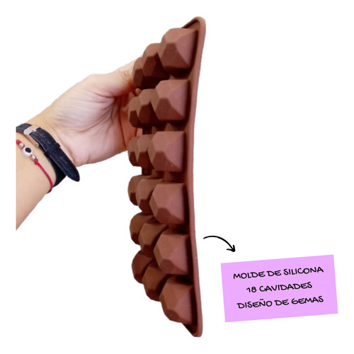 Molde Silicona Gemas 18 Cavidades - Reposteria Marrón