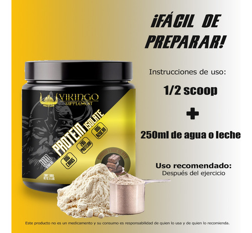 Proteína Hidrolizada Isolate 500gm Vikingo 100 Servicios Chocolate