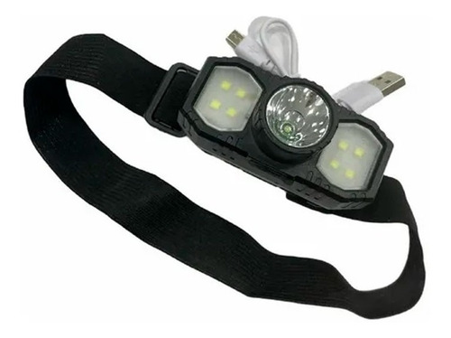 Linterna Frontal Minera 3 Foco Led Recargable Micro Usb