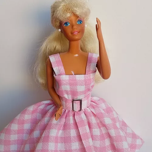 Vestido Barbie Xadrez Rosa Pink Filme Retro Gode Luxo 2023