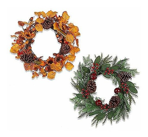 Adornos Navidad Anderson's Fall And Christmas Wreath Set 22 