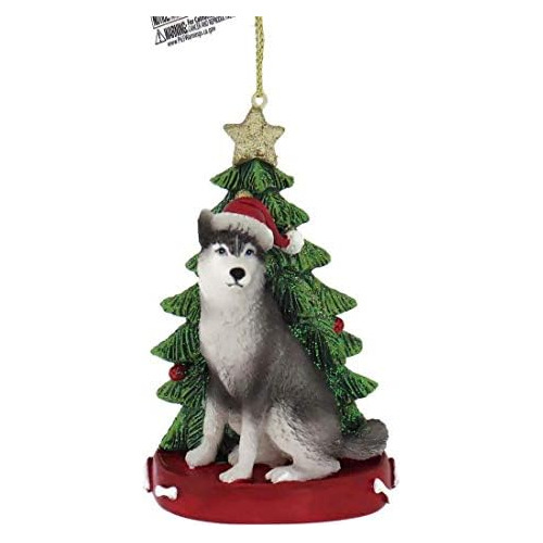 Husky Siberiano Sombrero Santa Árbol Navidad E0369hu