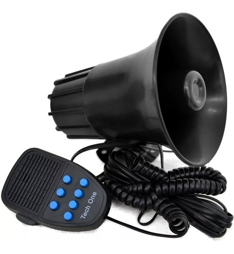 Sirene Automotiva 7 Tons Tech One Microfone Carro Policia