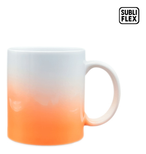 Caneca Porcelana Degradê Laranja Subliflex Sublimação 320ml