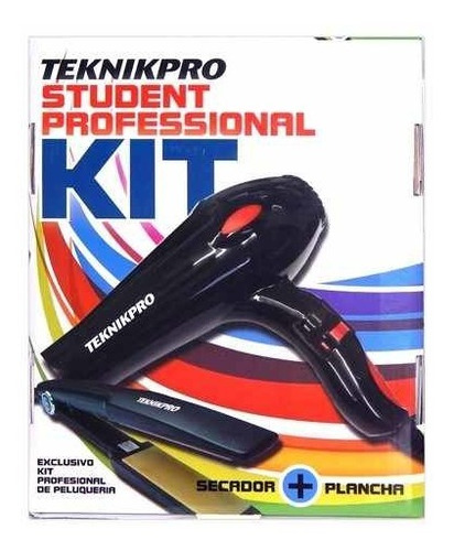 Kit Plancha + Secador De Pelo Profesional Teknikpro Student