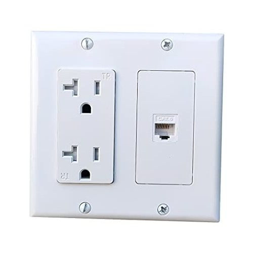 Placa De Pared Doble Boplat 2 Ac/cat6 Ethernet -blanco