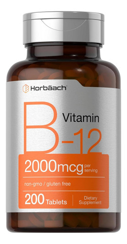 Horbäach B-12 | 2.000mcg Por Porção | 200 Comprimidos Vegeta