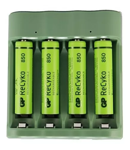 Cargador Usb + 4 Pila Recargables Aaa 850 Mah Gp