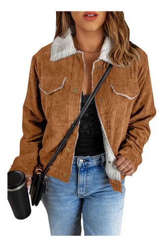 Chamarra Estilo Camisa De Pana Vintage Para Mujer