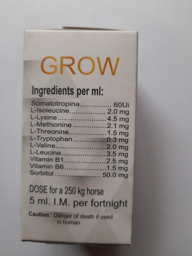 Grow Gh 50ml Para Engorda E Crescimento De Potros