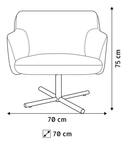 Kit 2 Poltronas Decorativas Giratórias Jade Tressê Cinza Desenho do tecido Liso