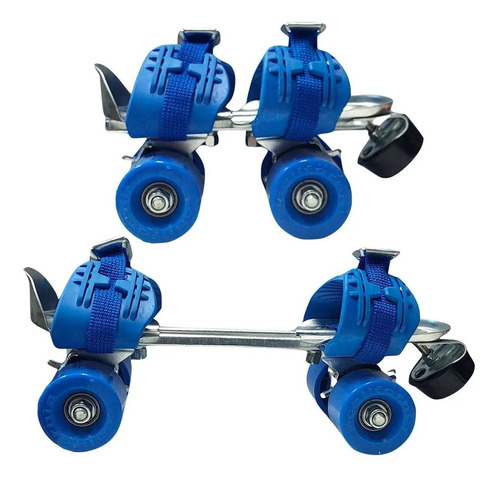 Imagen 7 de 11 de Patín De Metal Extensible 4 Ruedas Con Agarraderas - Azul