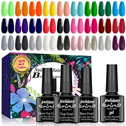 Jewhiteny Juego De 30 Esmaltes De Uñas De Gel De 27 Colores,