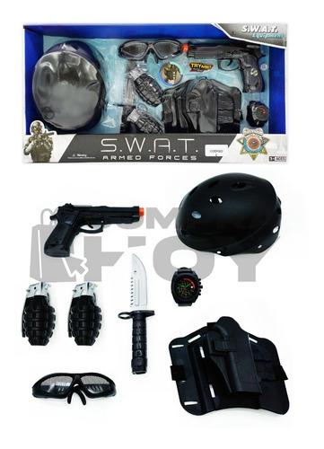 Juguete Set Policía Casco, Arma Y Accesorios,y Sonido, 12396