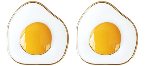 Aretes De Tuerca Chapados En Oro Con Diseño De Huevos Fritos