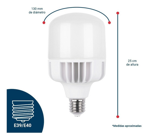 Foco led Icon ICT2TRWW-50W Bulbo color blanco cálido 50W 127V