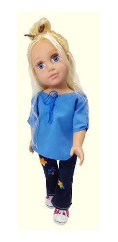 Imagen 2 de 6 de Witty Girls Conjunto Jean Camisola Y Zapas Muñeca 45 Cm/18