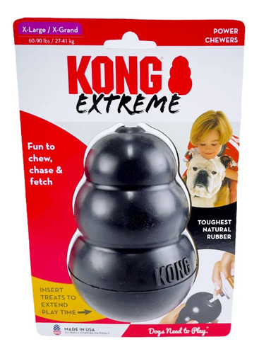 Kong Extreme X Large Preto Mordedor Recheável Cães 27kg+ Borracha